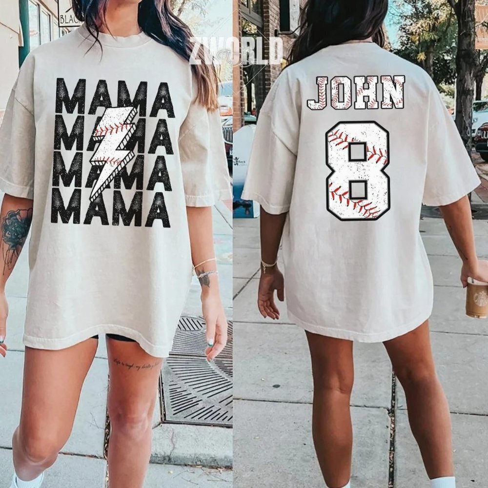 Mama Baseball Tshirt Custom Child Name Number Baseball Game Season Tshirt